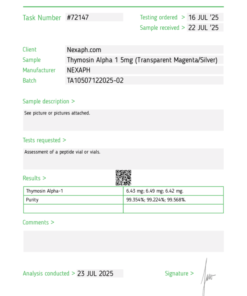 Thymosin Alpha 1 peptide - Thymosin Alpha 1 5mg (Single Vial) – For Research Use Only