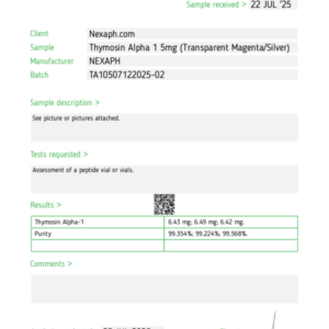 Thymosin Alpha 1 5mg (Single Vial) – For Research Use Only